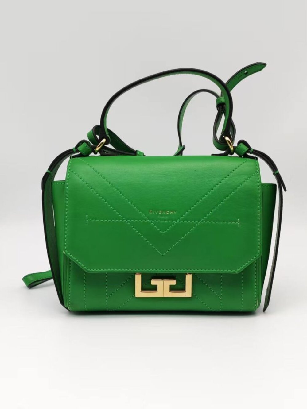 Givenchy Eden Green Leather Mini Bag Top Handle Crossbody Gold Hardware